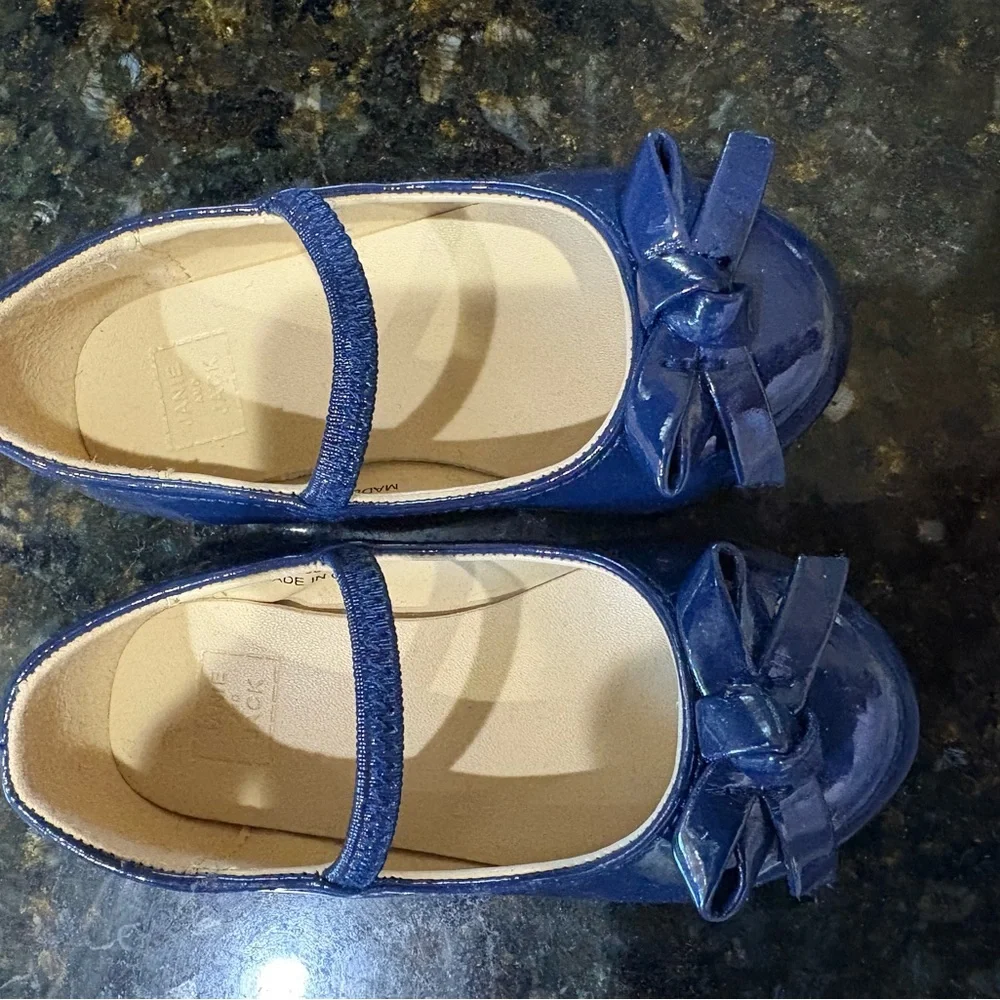 Navy Patent Shoes with Bow